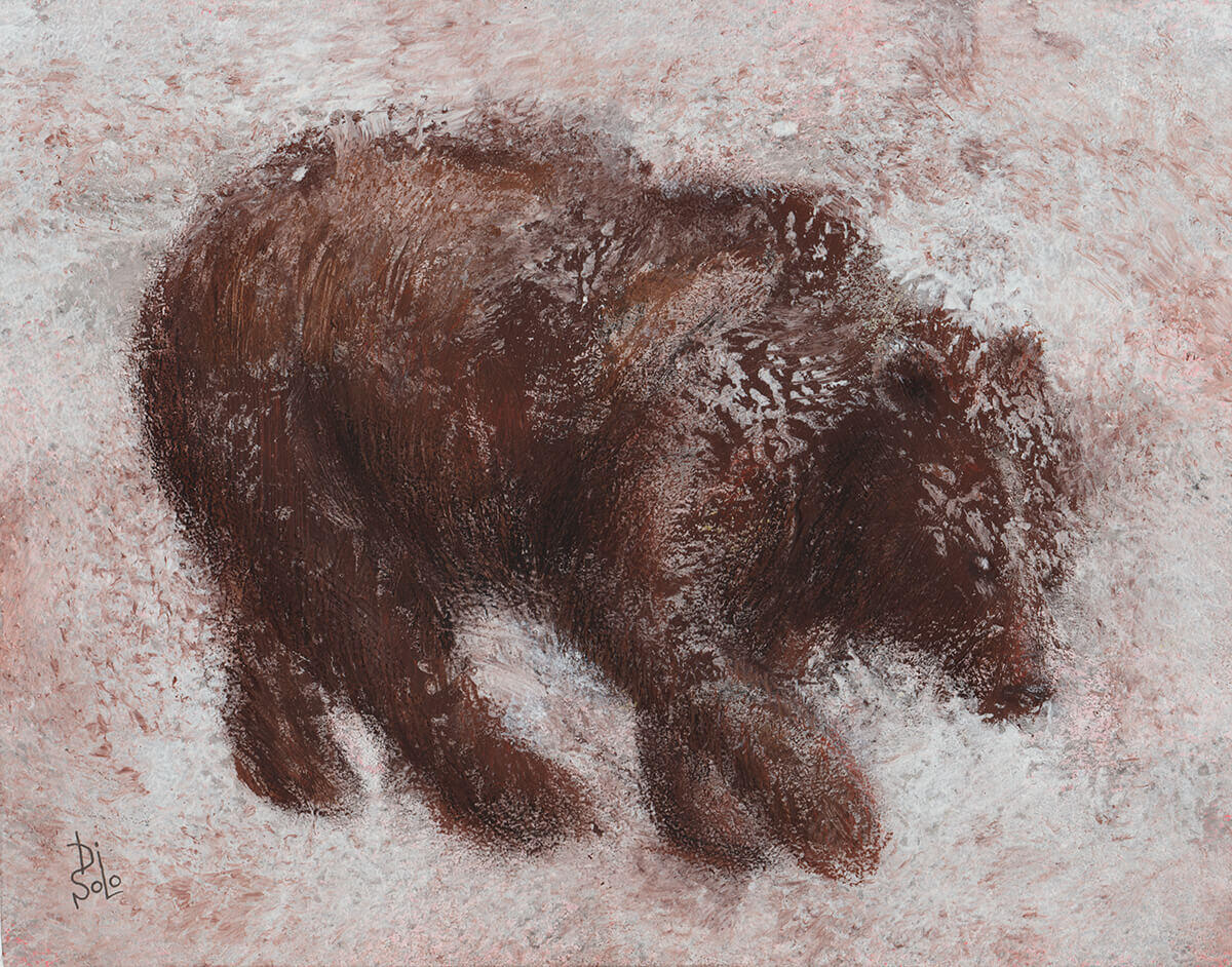 "Ursula" - translates to female bear or she-bear (acrylic, mixed media)