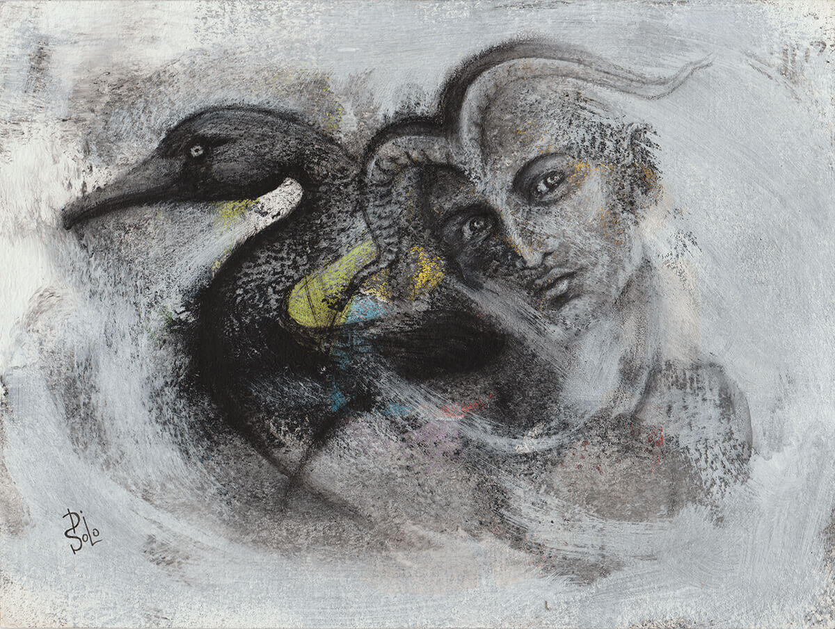 "The Legend of the Faun and the Black Swan" (acrylic, mixed media)